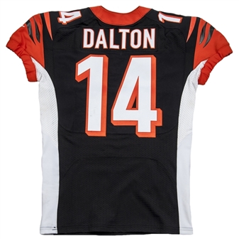 2014 Andy Dalton Game Used Photo Matched Cincinnati Bengals Home Jersey Vs Denver Broncos on 12/22/14 (MeiGray)